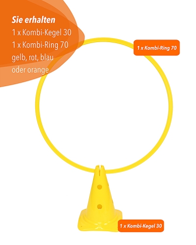 4 x Kombi Kegel 30 mit Ring 70 für Schusstraining in 4 Farben Neu Superspieler24 